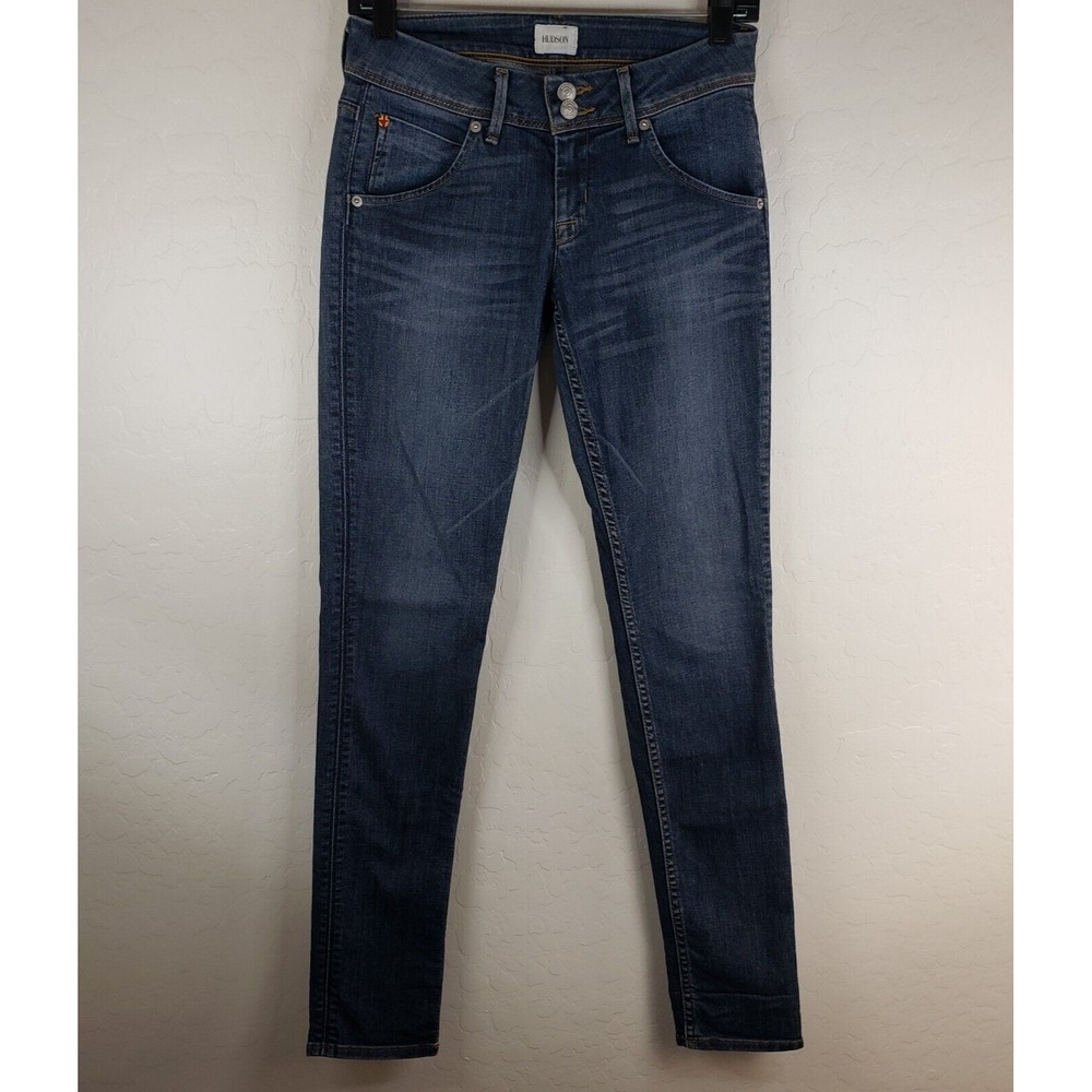 Hudson Jean Womens 26 Stretch 27x32 Collin Skinny Low Rise Flap Pocket Dark Wash